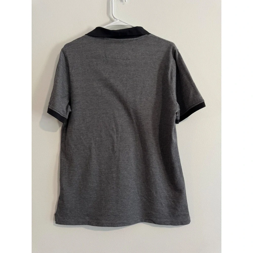 Banana Republic Luxury Touch Polo Mens Medium Grey Herringbone Slim Fit‎